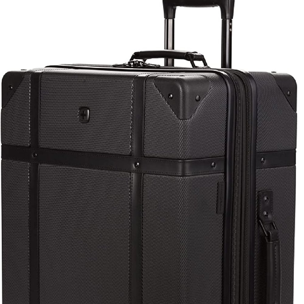 SwissGear 7739 Hardside Luggage Trunk with Spinner Wheels, Black, Checked-Large